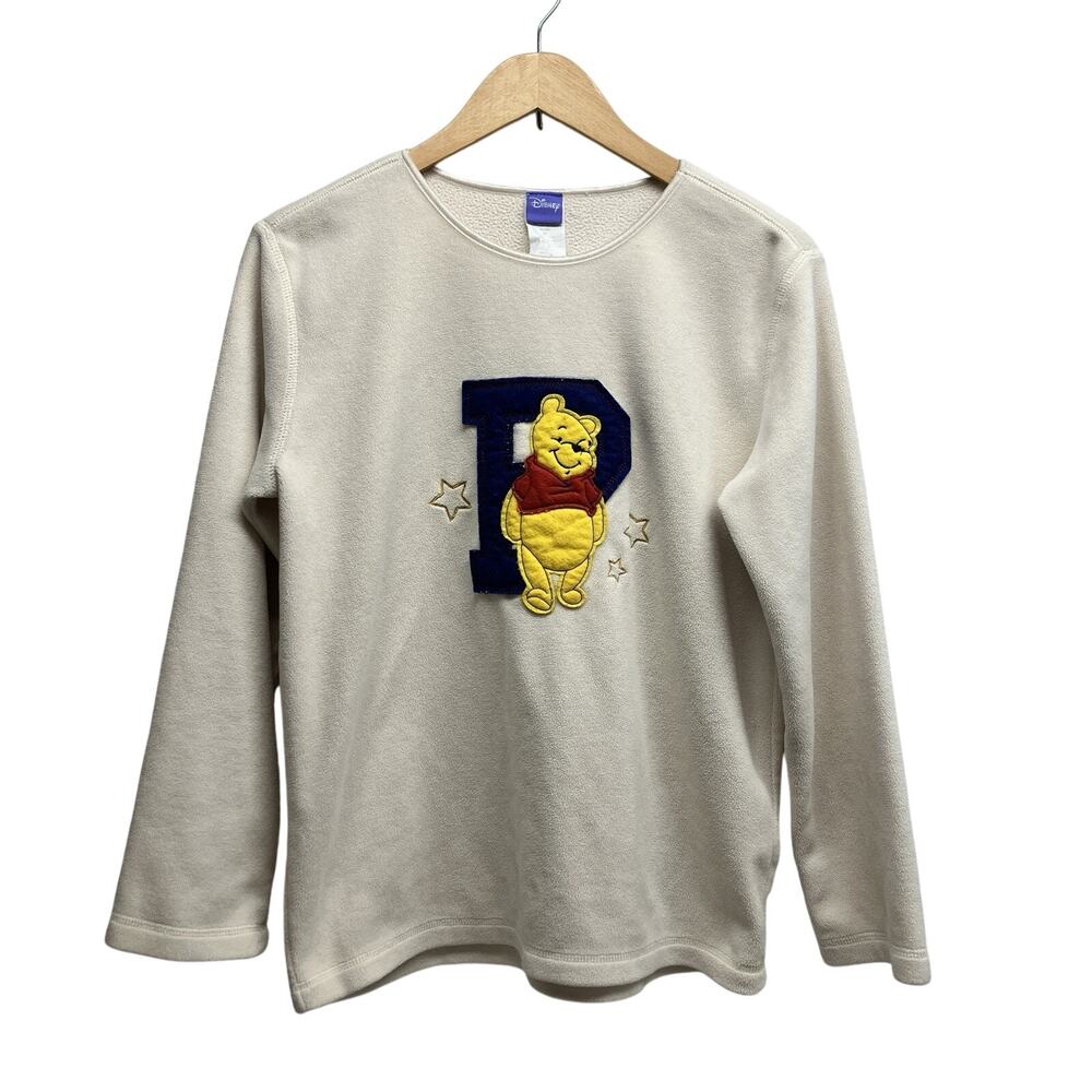 Winnie The Pooh Sweatshirt Vintage Embroidered Fleece Varsity Sweater Size M